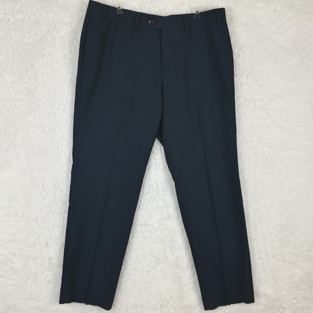 Tallia Mens Dress Pants Slim Fit Pleated Tapered Blue Navy Pockets 36x30